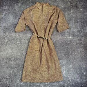 Women's Vintage 60's R&K Knits Belted Knit Knee Length Cottagecore Dress Sz M
